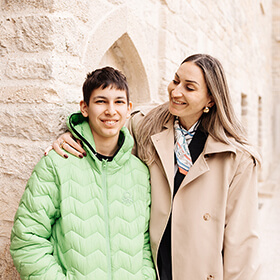 Mother and son portrait in Icherisheher Old Town, Baku